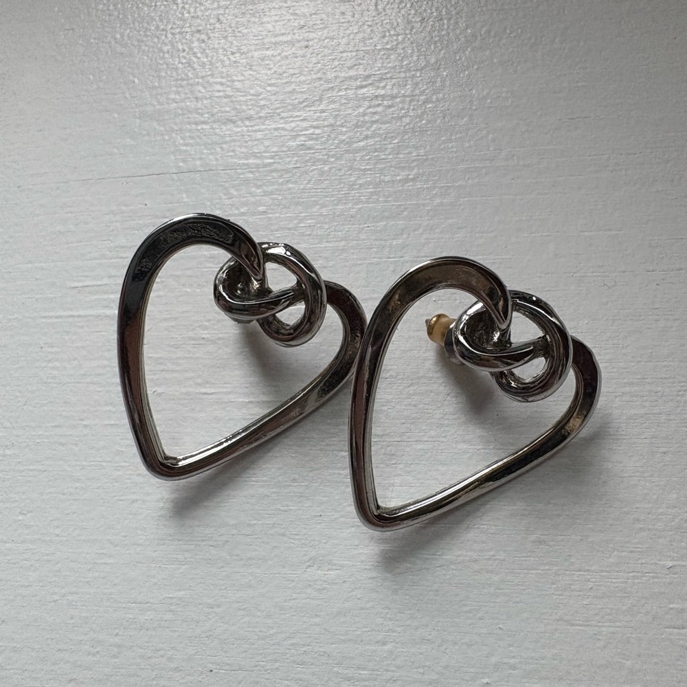 Silver Heart Knot Earrings